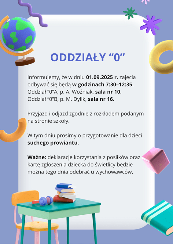 Organizacja dnia 1 września 2025 r. – Oddziały „0”