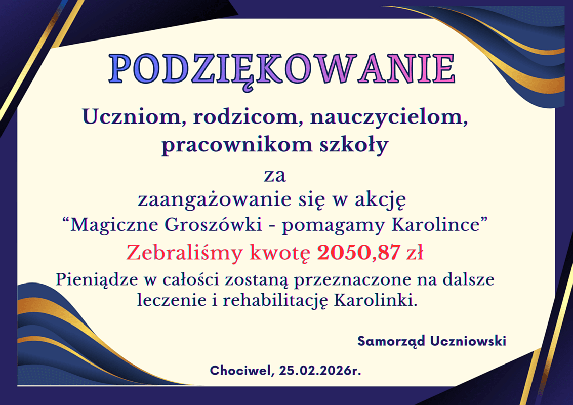 MAGICZNE GROSZÓWKI -POMAGAMY KAROLINCE